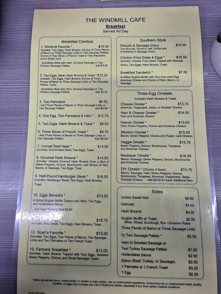 Windmill Cafe Menu 3