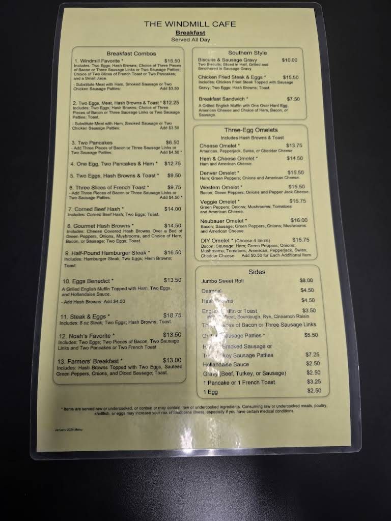 Windmill Cafe Menu 4