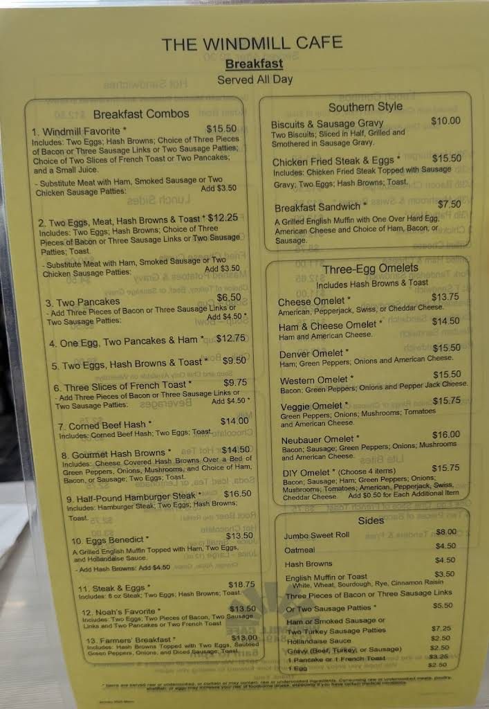 Windmill Cafe Menu 5