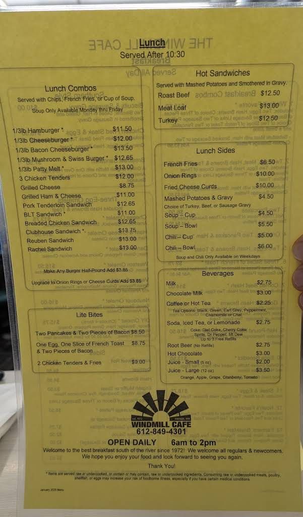 Windmill Cafe Menu 6